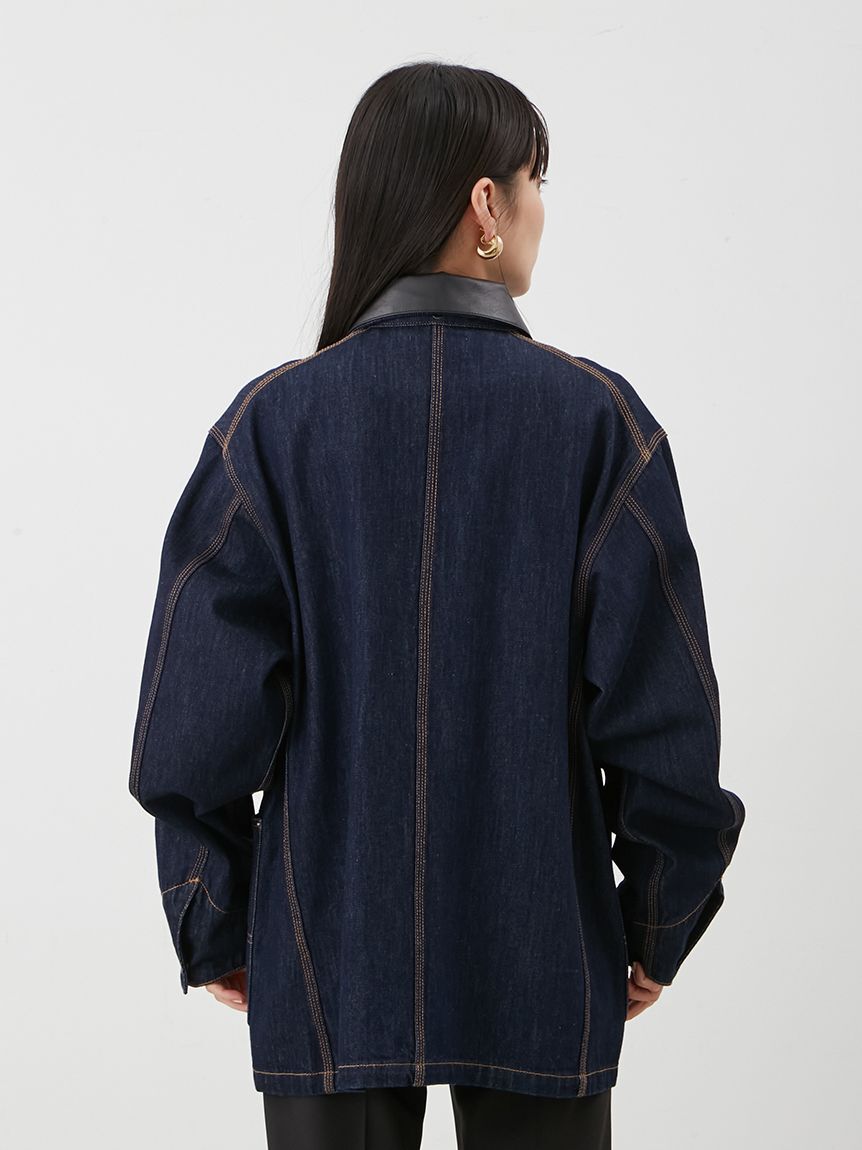 Mila Owen「ハーフ丈デニムカバーオール」|デニムジャケット|