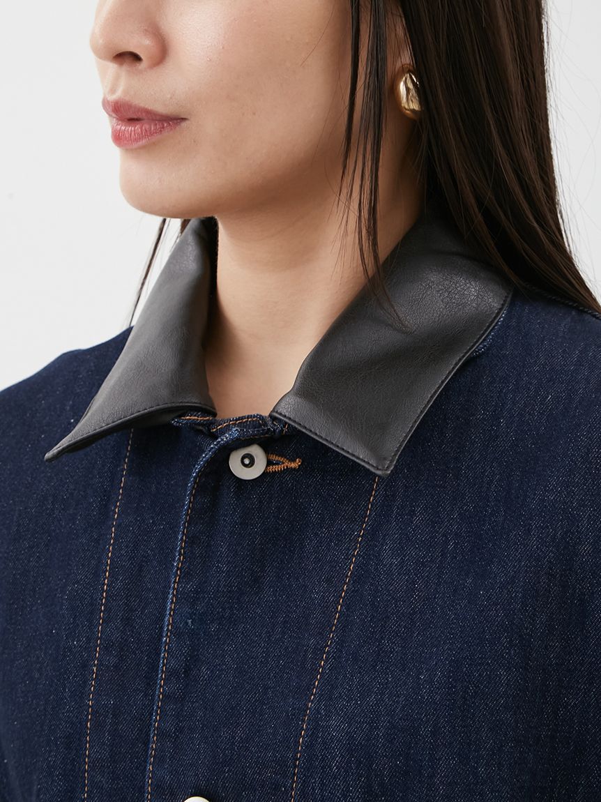 Mila Owen「ハーフ丈デニムカバーオール」|デニムジャケット|