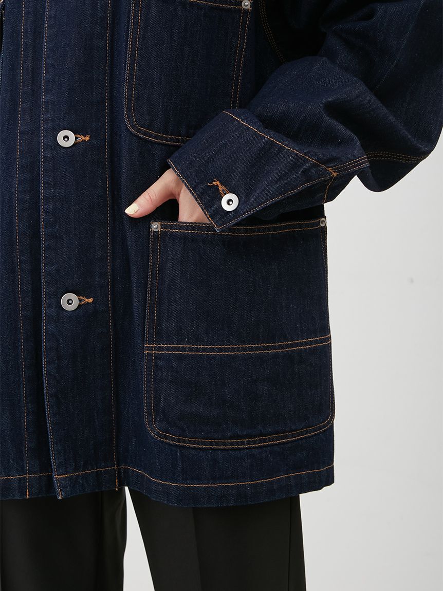 Mila Owen「ハーフ丈デニムカバーオール」|デニムジャケット|