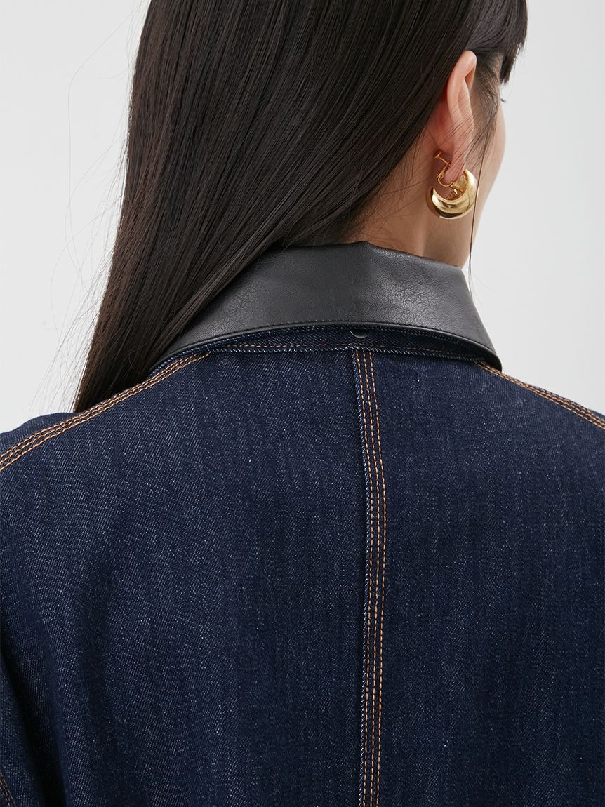 Mila Owen「ハーフ丈デニムカバーオール」|デニムジャケット|