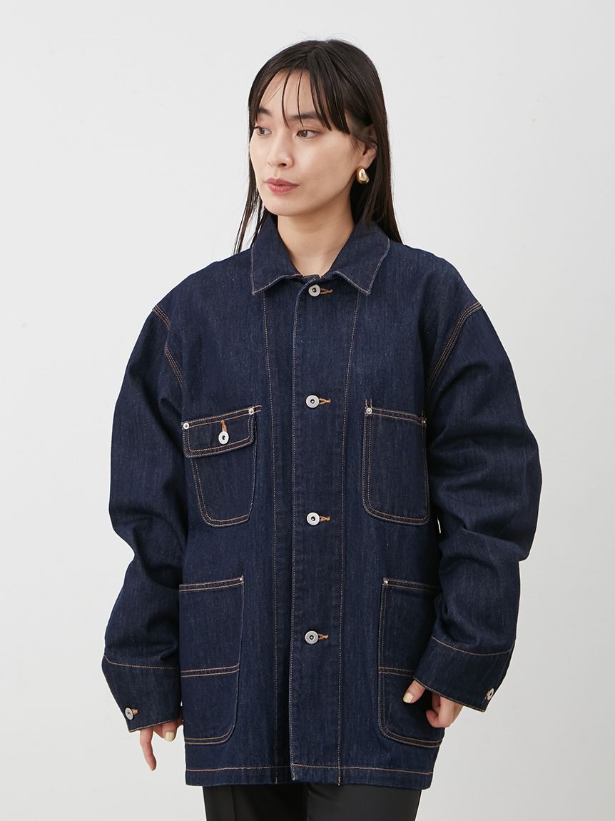 Mila Owen「ハーフ丈デニムカバーオール」|デニムジャケット|