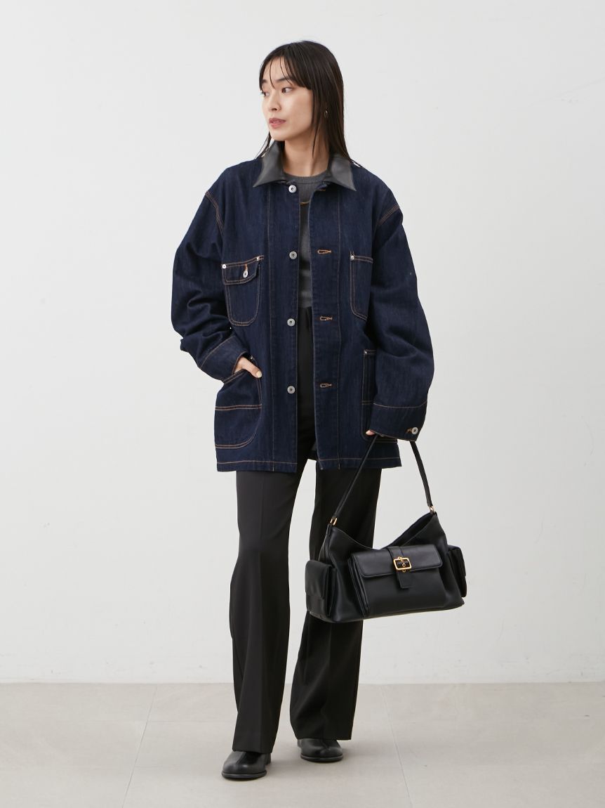 Mila Owen「ハーフ丈デニムカバーオール」|デニムジャケット|