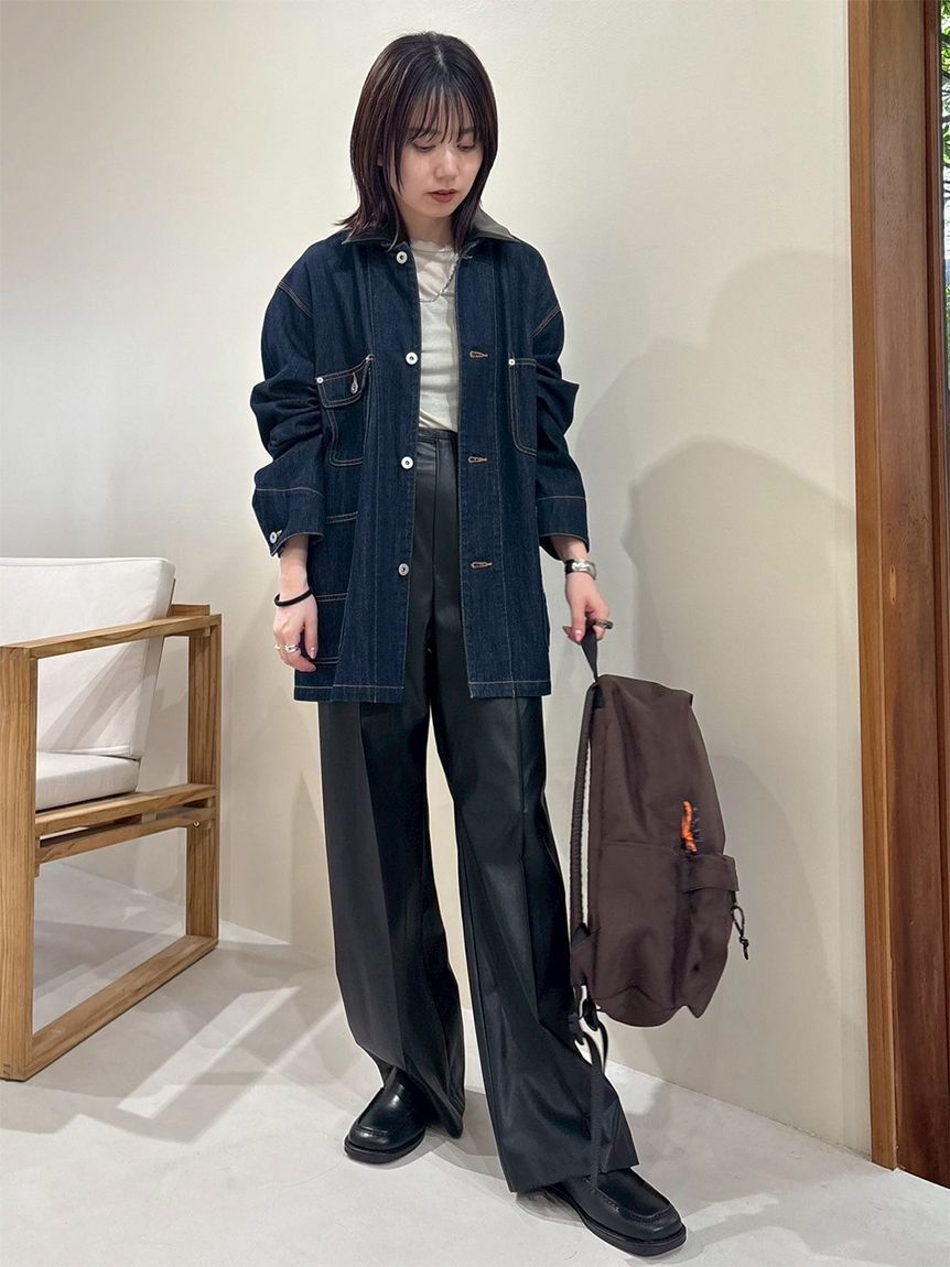 Mila Owen「ハーフ丈デニムカバーオール」|デニムジャケット|