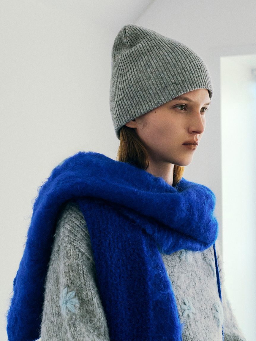 emmi atelier「ウールリブニットビーニー」|ニット帽|LGRY