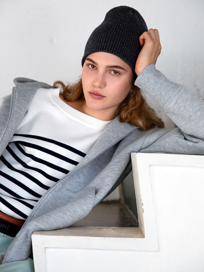 emmi atelier「ウールリブニットビーニー」|ニット帽|