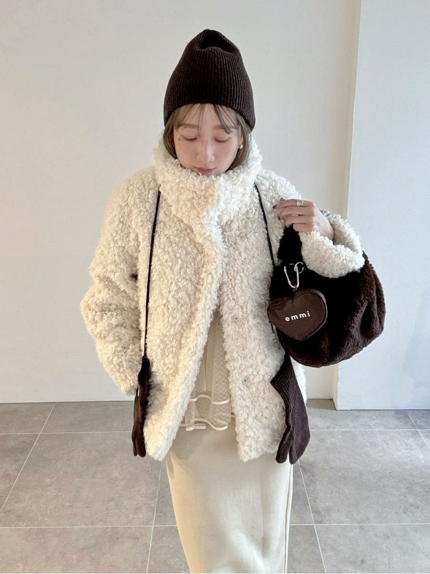 emmi atelier「ウールリブニットビーニー」|ニット帽|