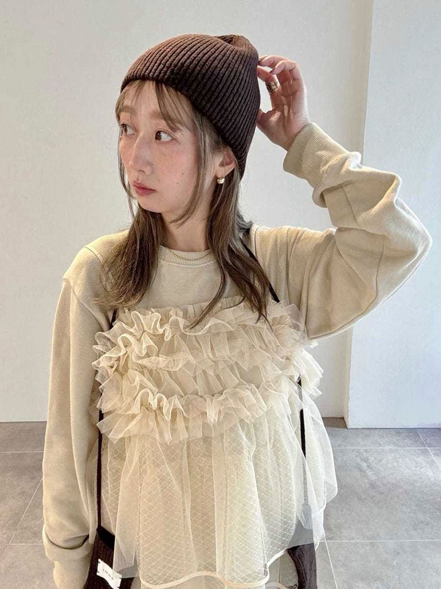 emmi atelier「ウールリブニットビーニー」|ニット帽|