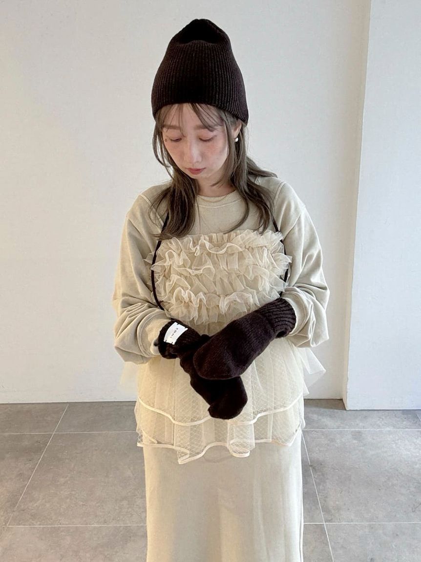 emmi atelier「ウールリブニットビーニー」|ニット帽|