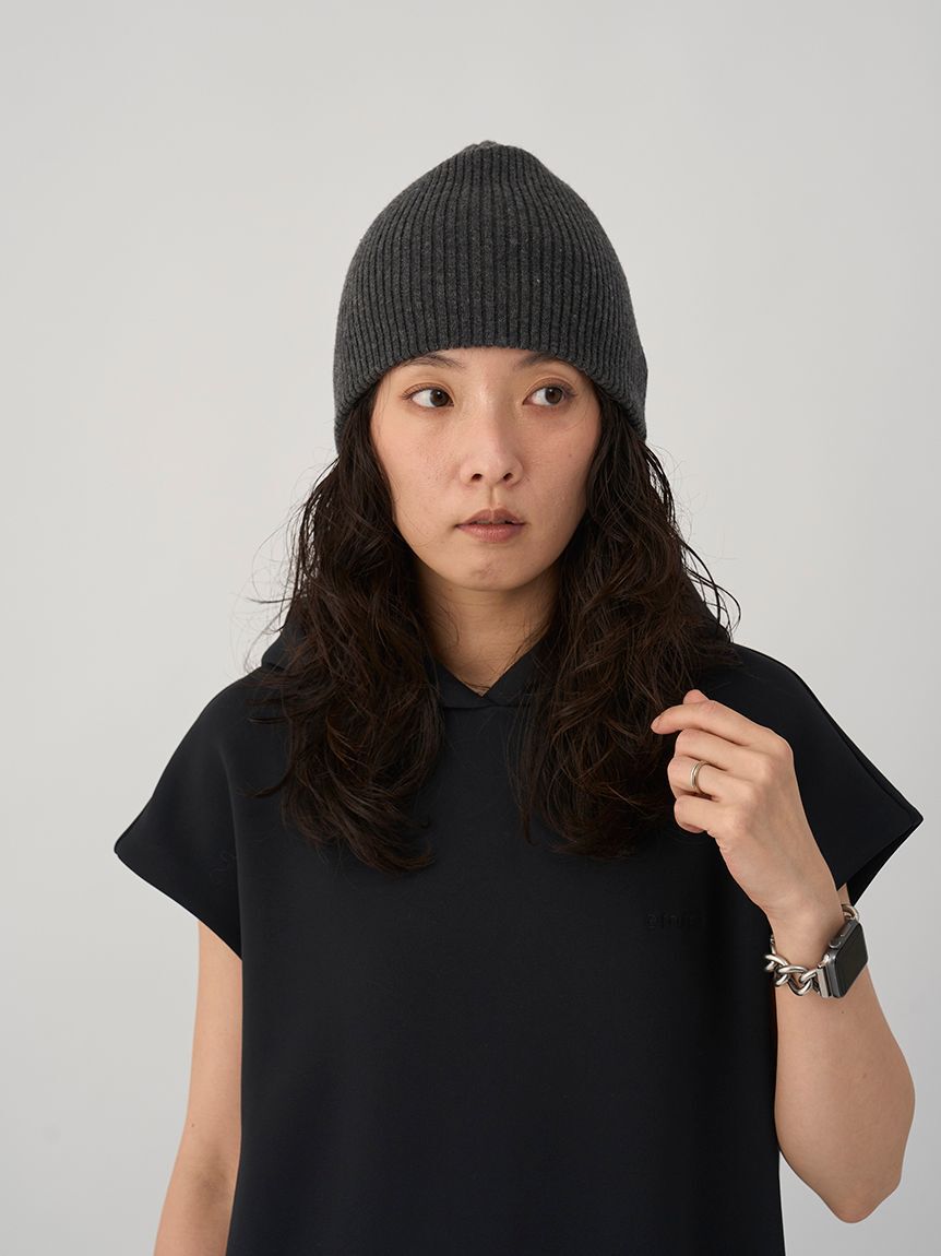 emmi atelier「ウールリブニットビーニー」|ニット帽|