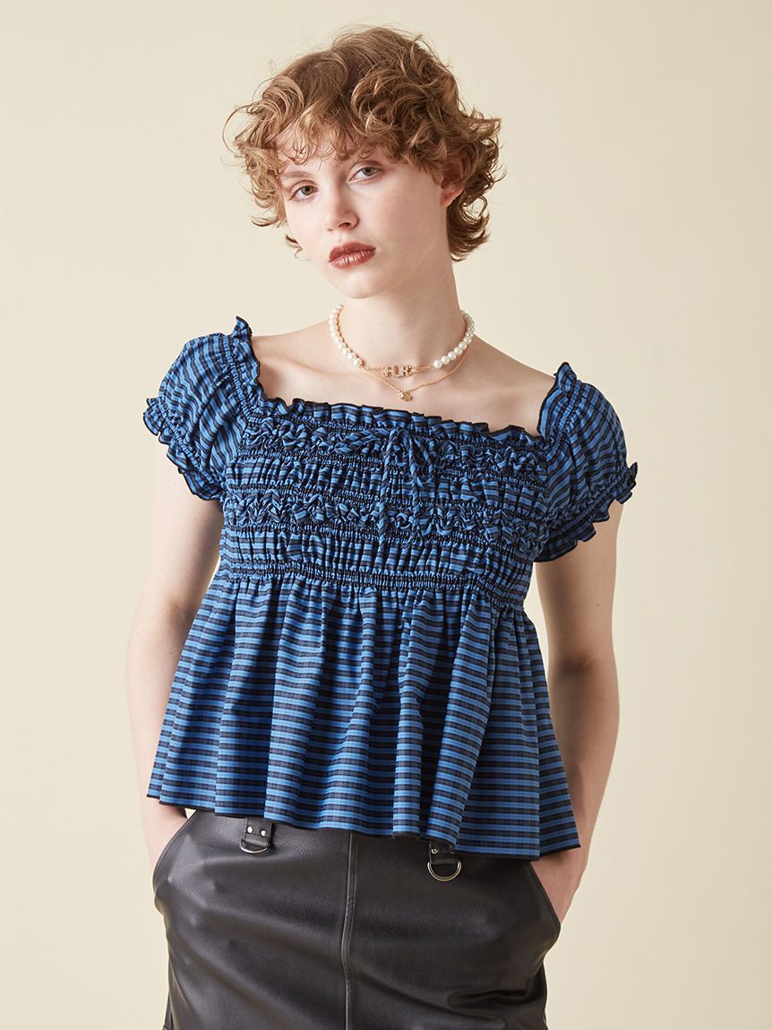 FURFUR「2WAYシャーリングブラウス」|シャツ・ブラウス|