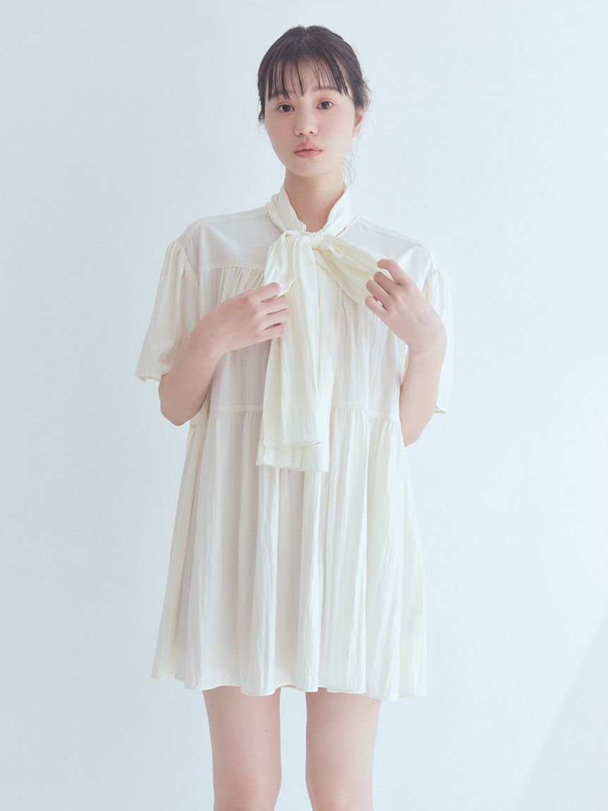 FURFUR「ボウタイギャザーチュニックシャツ」|ワンピース|OWHT