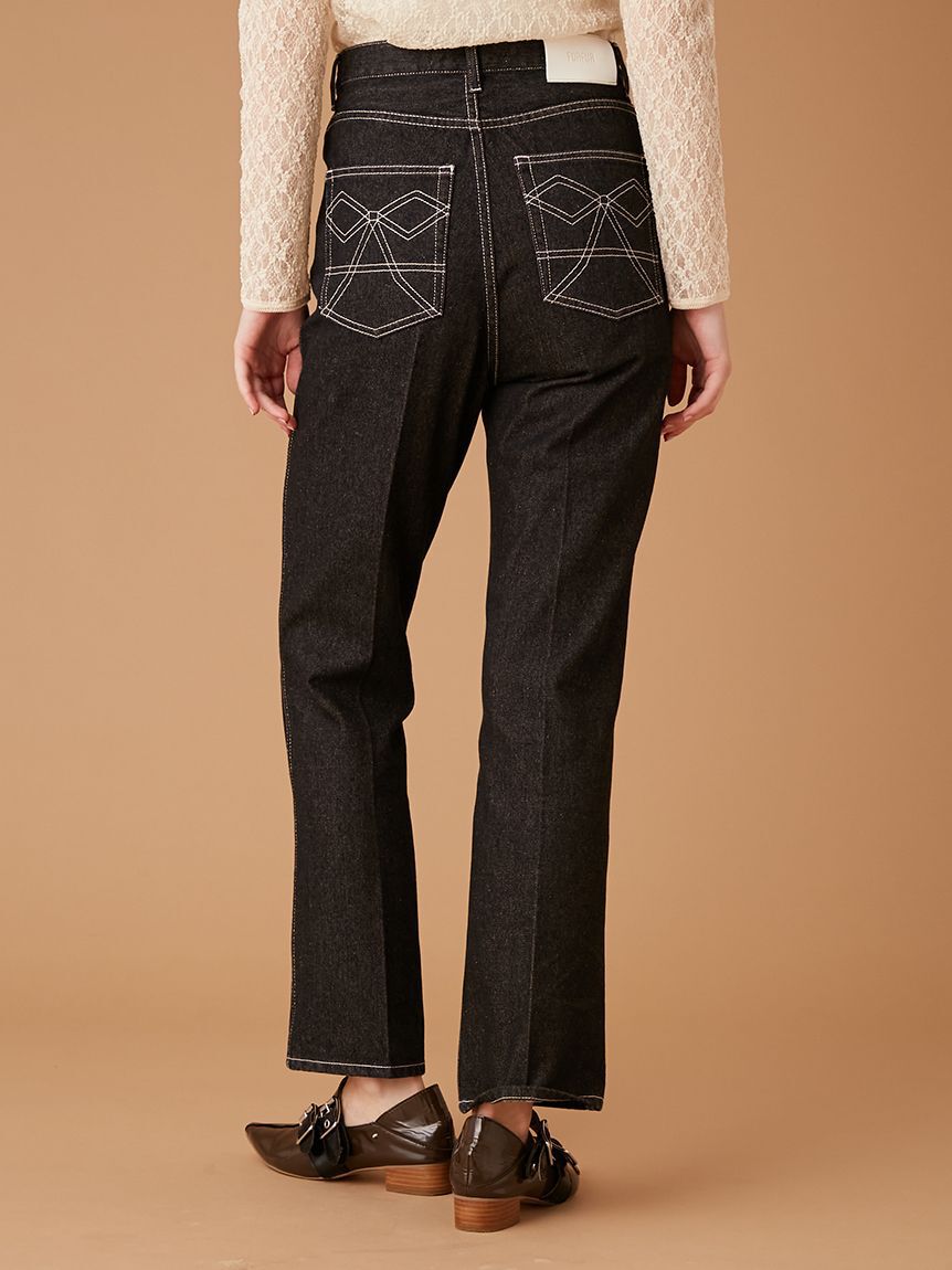 FURFUR「リボンステッチセミフレアデニムパンツ」|デニム|