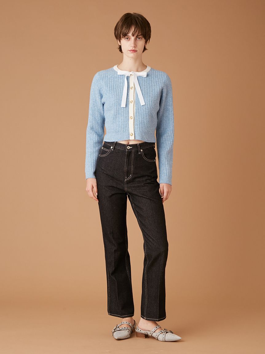 FURFUR「リボンステッチセミフレアデニムパンツ」|デニム|