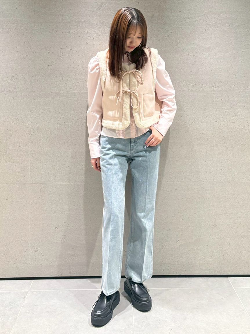 FURFUR「リボンステッチセミフレアデニムパンツ」|デニム|