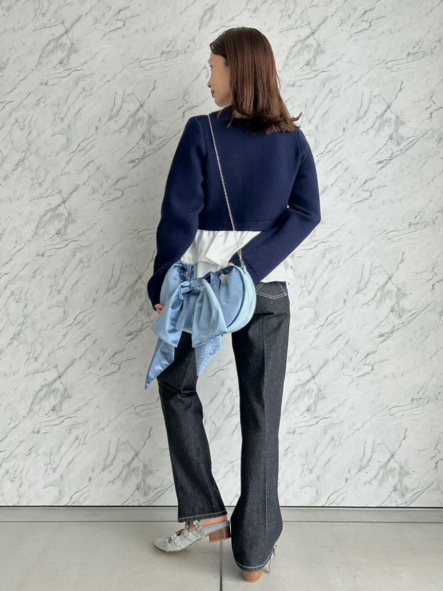 FURFUR「リボンステッチセミフレアデニムパンツ」|デニム|