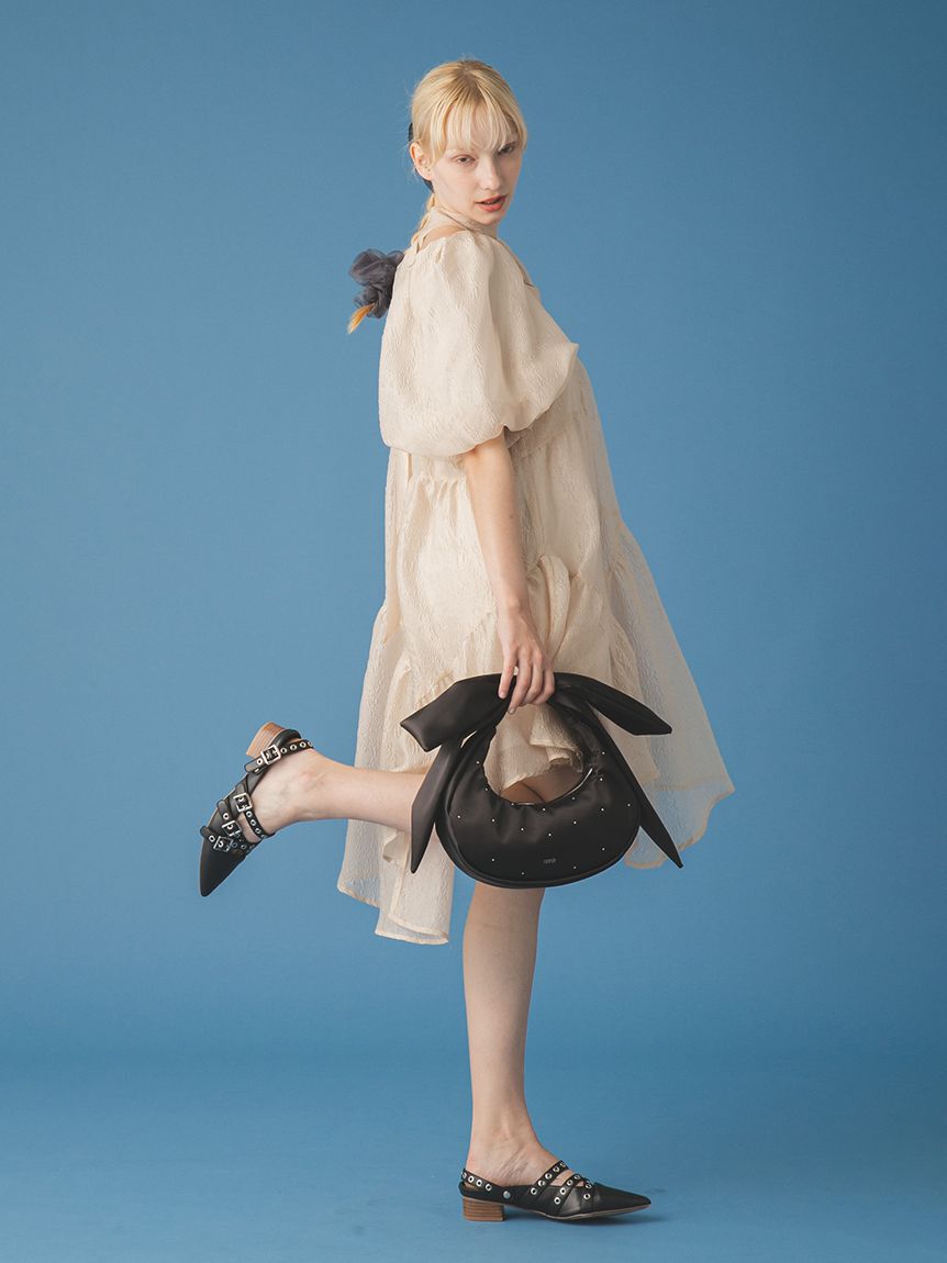 FURFUR「リボンハンドルサテンムーンバッグ」|ハンドバッグ|