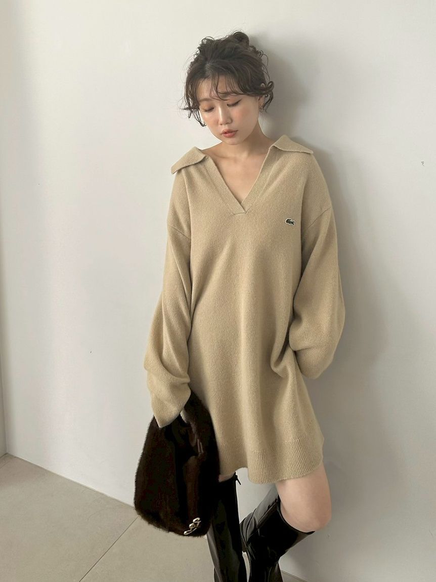 SNIDEL「LACOSTE/スキッパーニットワンピース」|ワンピース|