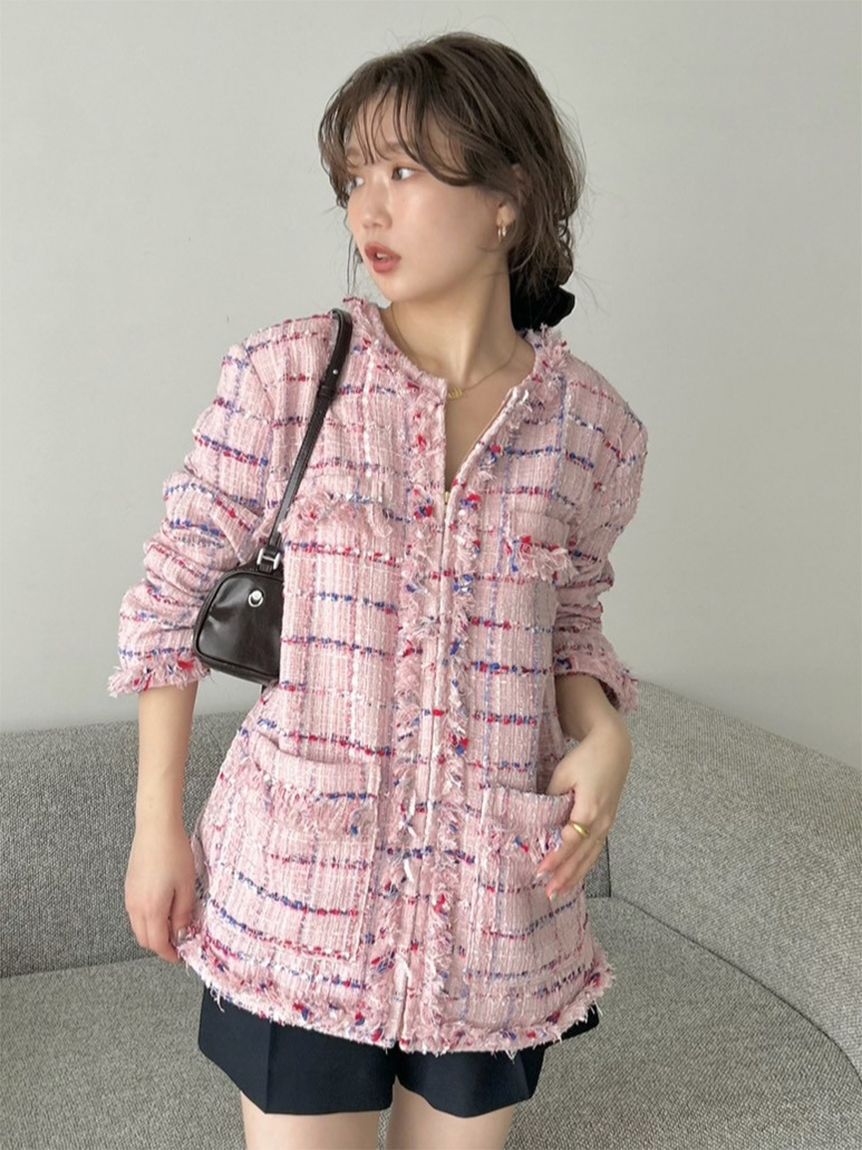 新品タグつきスナイデルツイードジャケット　ピンク　1サイズ SNIDEL ツイードジャケット ピンク