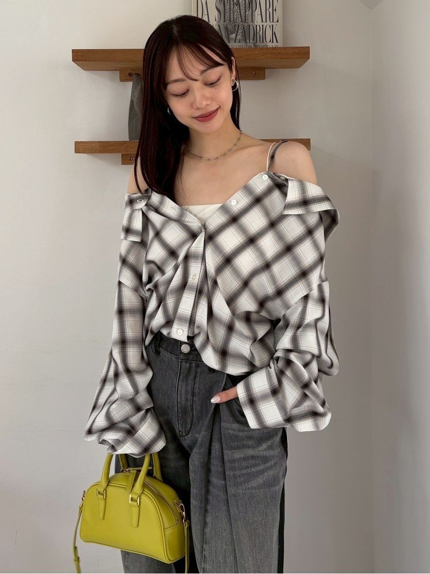 FRAY I.D「オンブレラメチェックアシメシャツ」|シャツ・ブラウス|