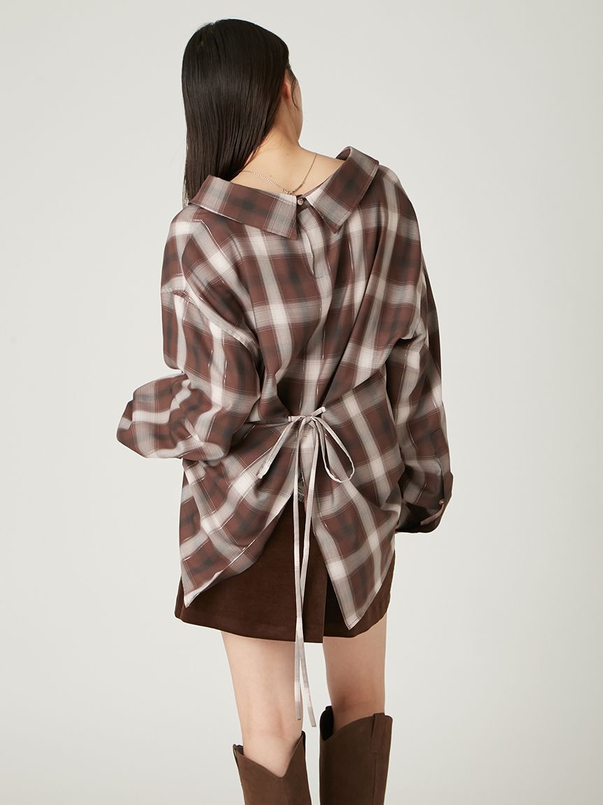 FRAY I.D「オンブレラメチェックアシメシャツ」|シャツ・ブラウス|