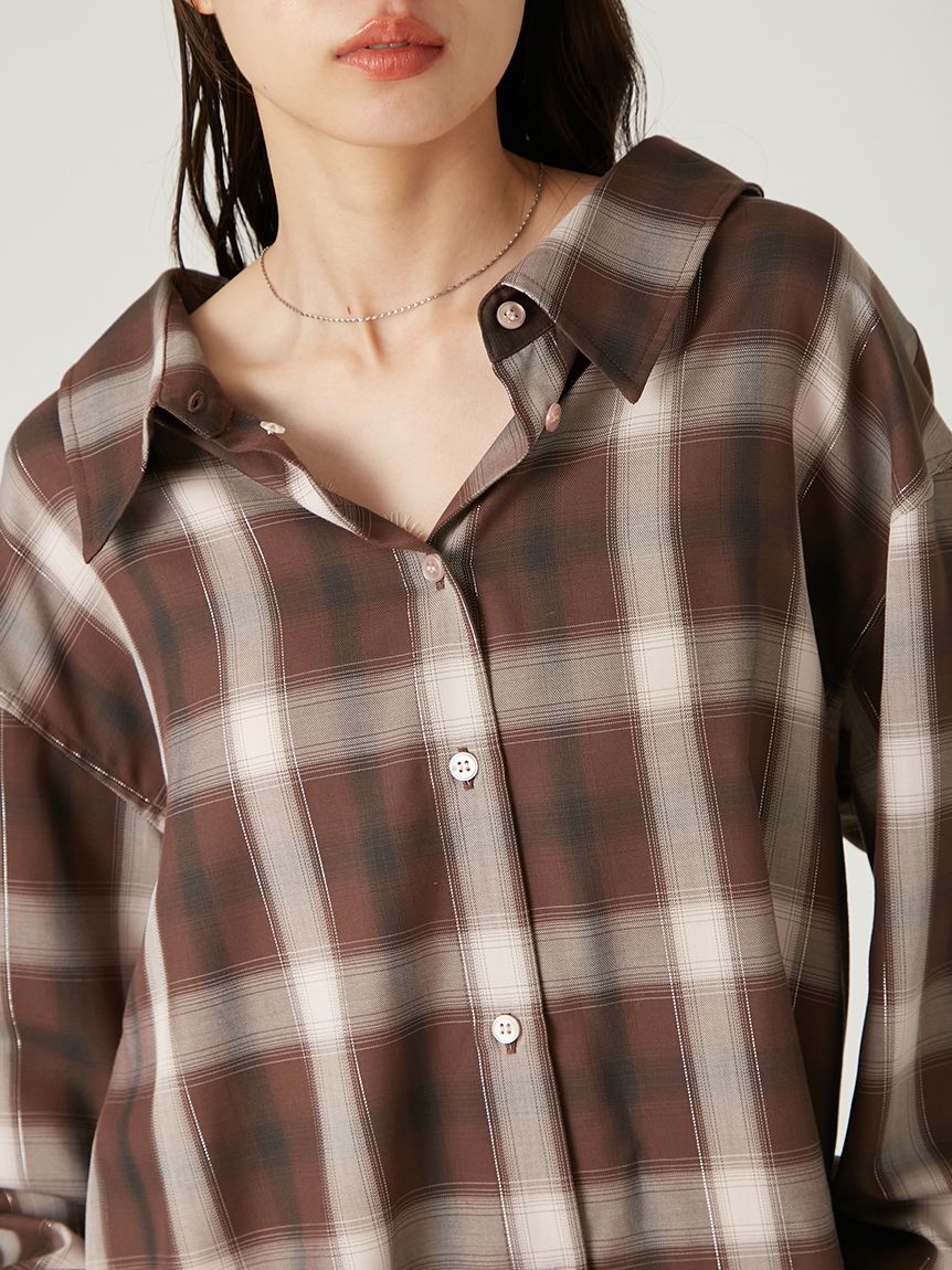 FRAY I.D「オンブレラメチェックアシメシャツ」|シャツ・ブラウス|