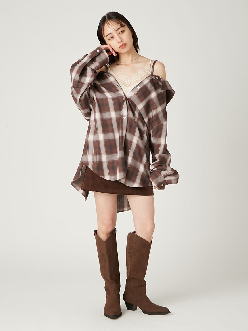 FRAY I.D「オンブレラメチェックアシメシャツ」|シャツ・ブラウス|