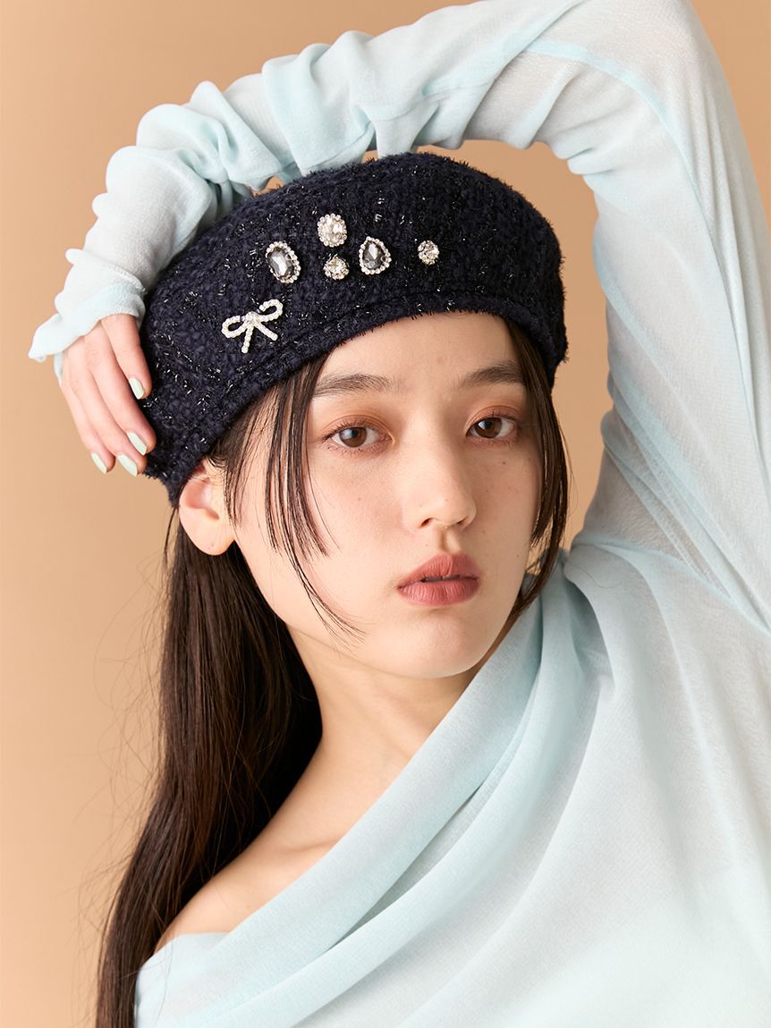 LILY BROWN「[L.B CANDY STOCK]デコラティブベレー帽(Hearts2Hearts着用)」|ハンチング・ベレー帽|