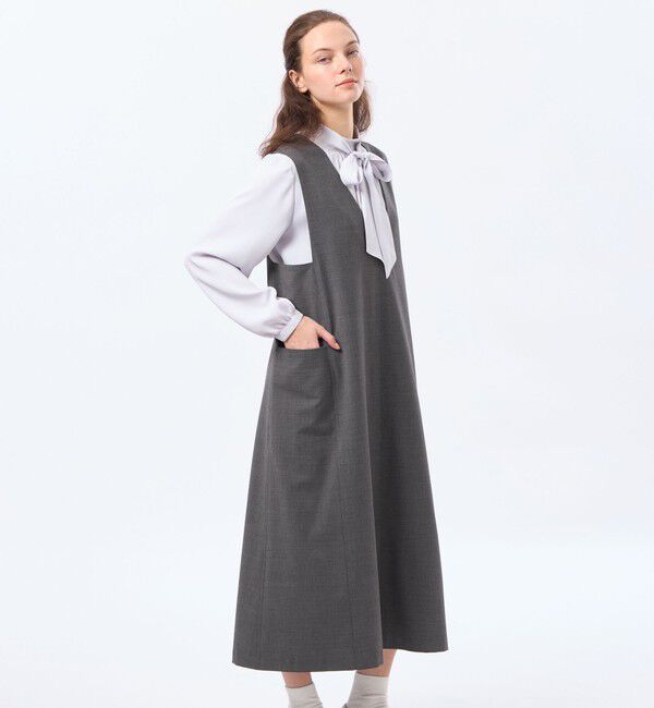 MACKINTOSH PHILOSOPHY「【CRANWELL JUMPER SKIRT(クランウェルジャンパースカート)】ウールトロピカル」|ワンピース|チャコールグレー