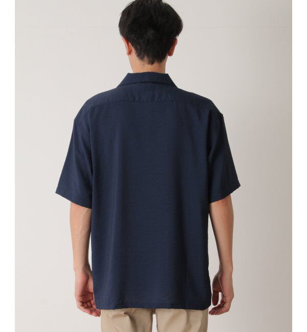 ikka「【接触冷感／吸水速乾】シャドーストライプオープンカラーシャツ」|シャツ・ブラウス|
