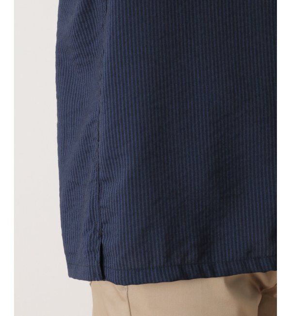 ikka「【接触冷感／吸水速乾】シャドーストライプオープンカラーシャツ」|シャツ・ブラウス|