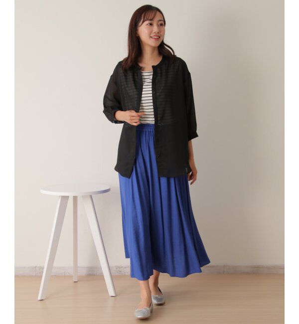 ikka「シアーストライプバンドカラーシャツ」|シャツ・ブラウス|