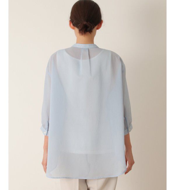 ikka「シアーストライプバンドカラーシャツ」|シャツ・ブラウス|