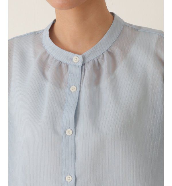 ikka「シアーストライプバンドカラーシャツ」|シャツ・ブラウス|