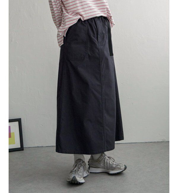 Lbc with Life「ツイルワークベルトフレアスカート」|スカート|チャコール