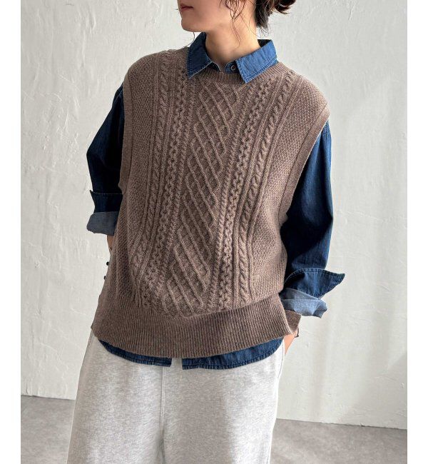 Lbc with Life「ウール混ケーブル2WAYベスト」|ニット・セーター|