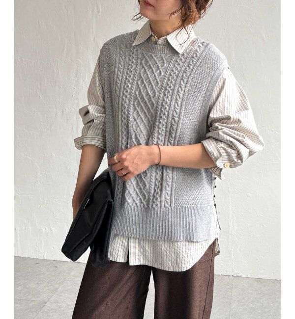 Lbc with Life「ウール混ケーブル2WAYベスト」|ニット・セーター|