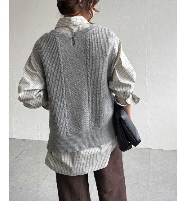 Lbc with Life「ウール混ケーブル2WAYベスト」|ニット・セーター|