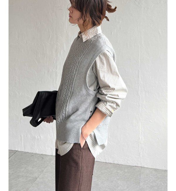 Lbc with Life「ウール混ケーブル2WAYベスト」|ニット・セーター|