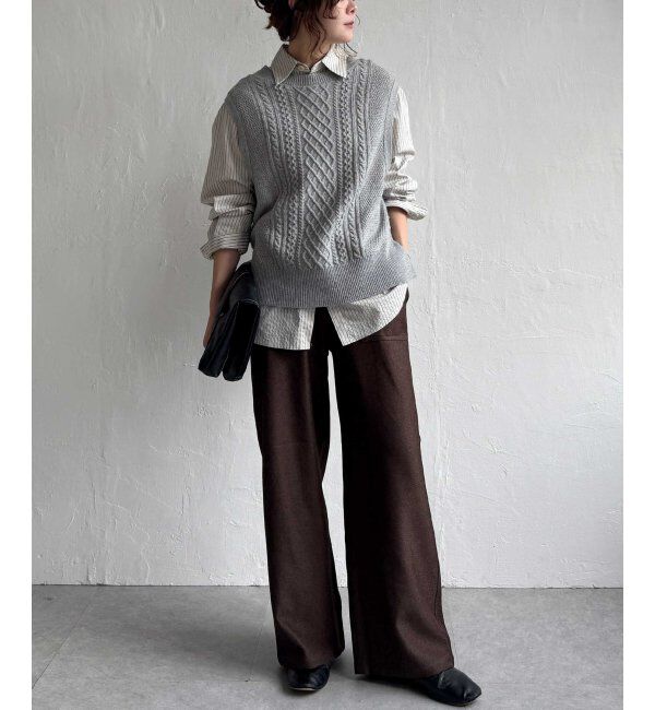 Lbc with Life「ウール混ケーブル2WAYベスト」|ニット・セーター|