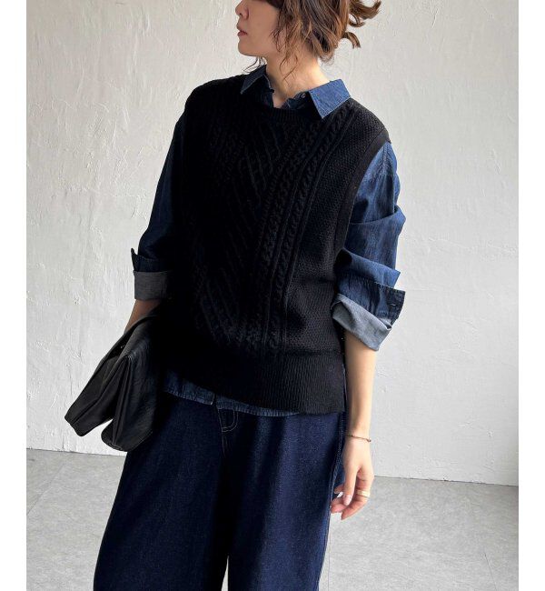 Lbc with Life「ウール混ケーブル2WAYベスト」|ニット・セーター|