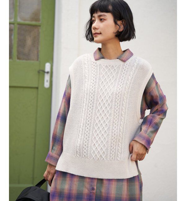 Lbc with Life「ウール混ケーブル2WAYベスト」|ニット・セーター|