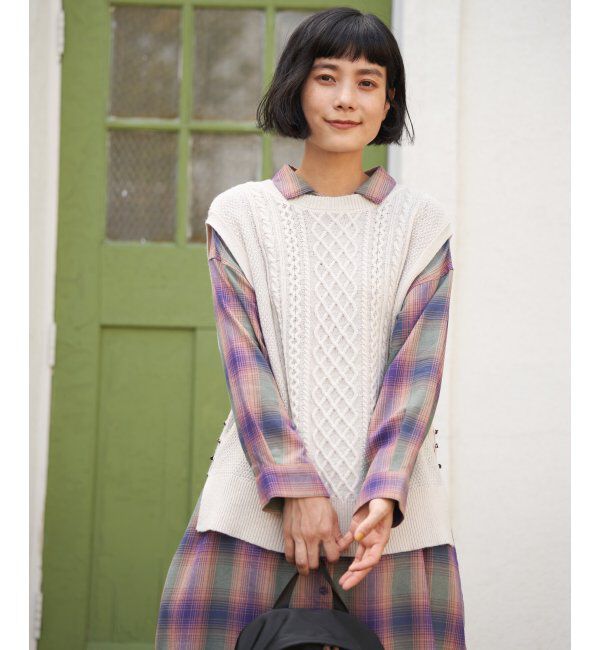 Lbc with Life「ウール混ケーブル2WAYベスト」|ニット・セーター|