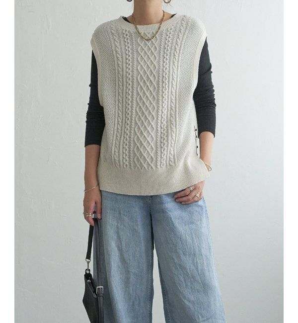 Lbc with Life「ウール混ケーブル2WAYベスト」|ニット・セーター|
