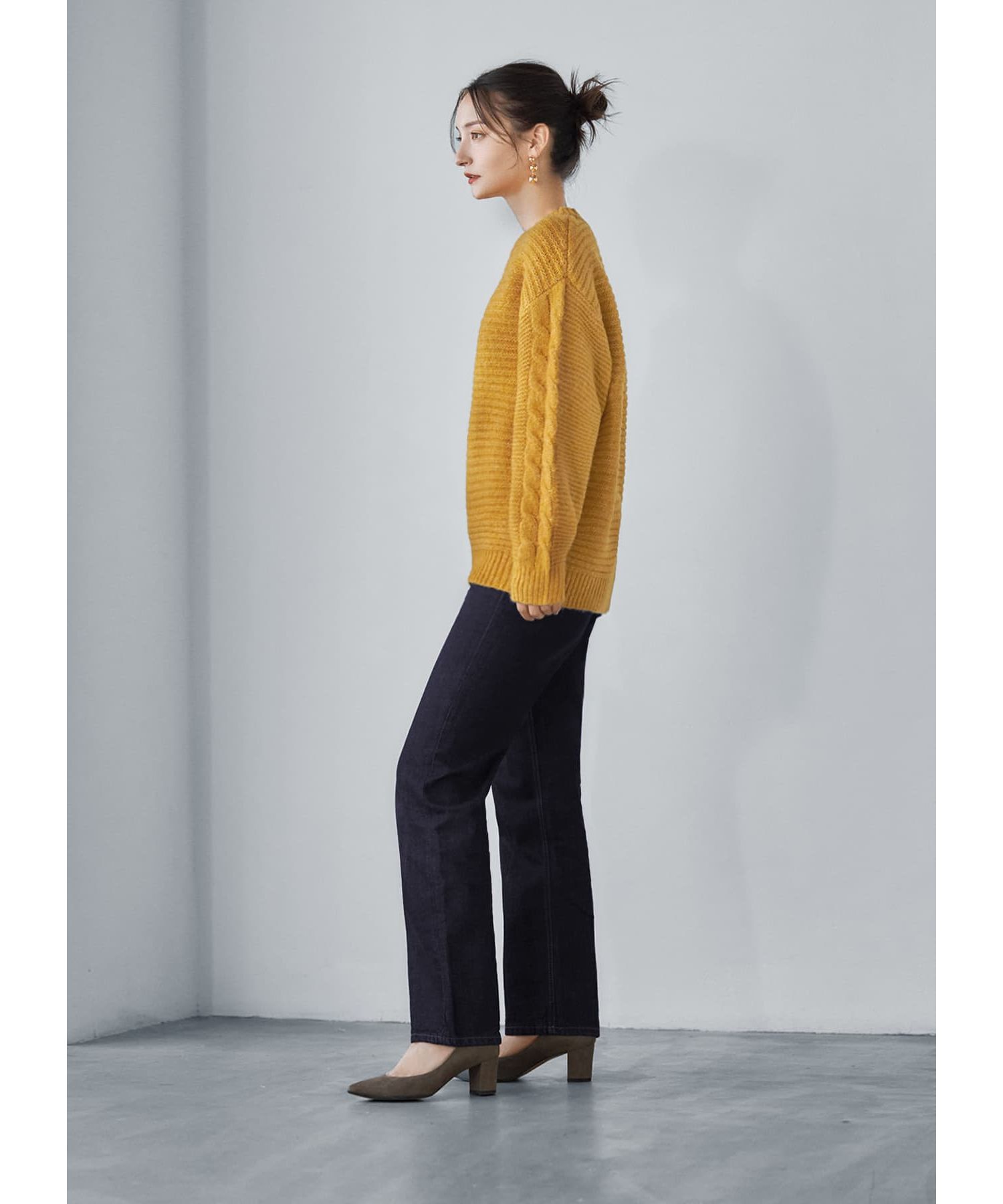 STYLE DELI「袖だけケーブル編みニットプルオーバー」|ニット・セーター|