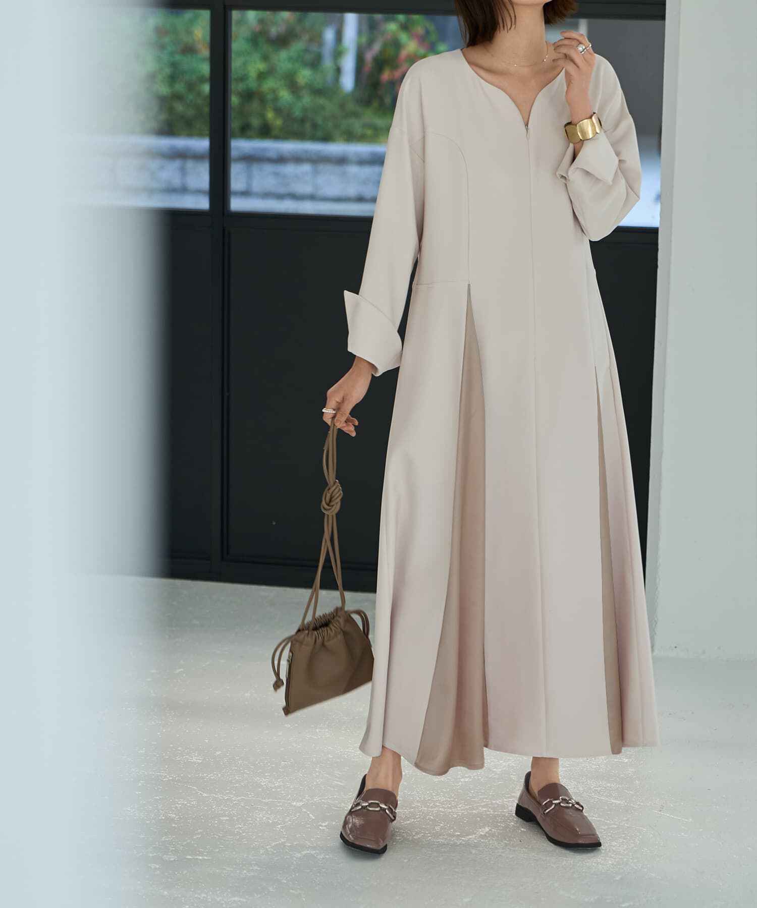 STYLE DELI「【LUXE】フロントファスナー微配色ワンピース」|ワンピース|