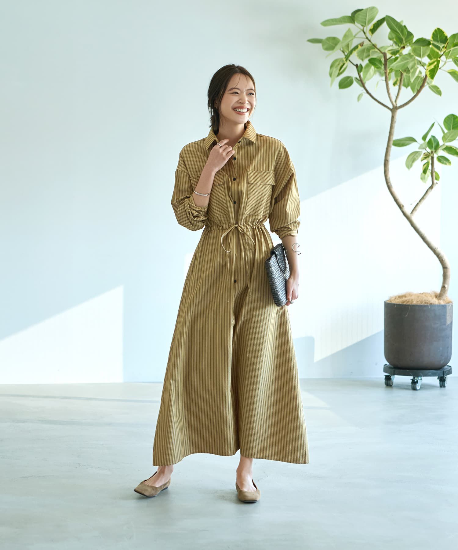 STYLE DELI「【LUXE】交互ストライプ柄シャツワンピース」|ワンピース|