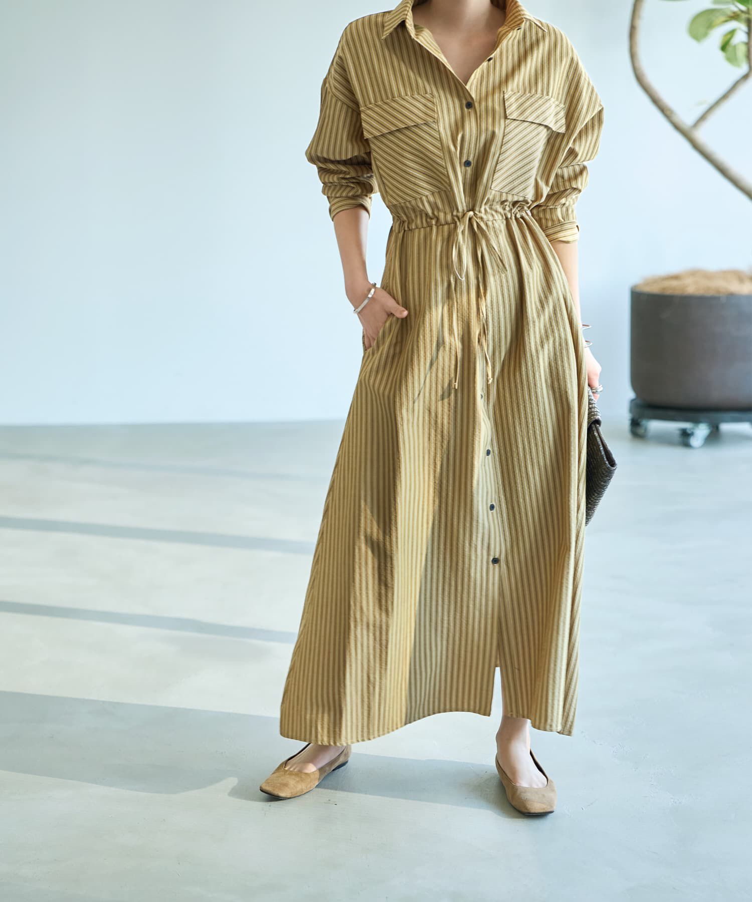 STYLE DELI「【LUXE】交互ストライプ柄シャツワンピース」|ワンピース|