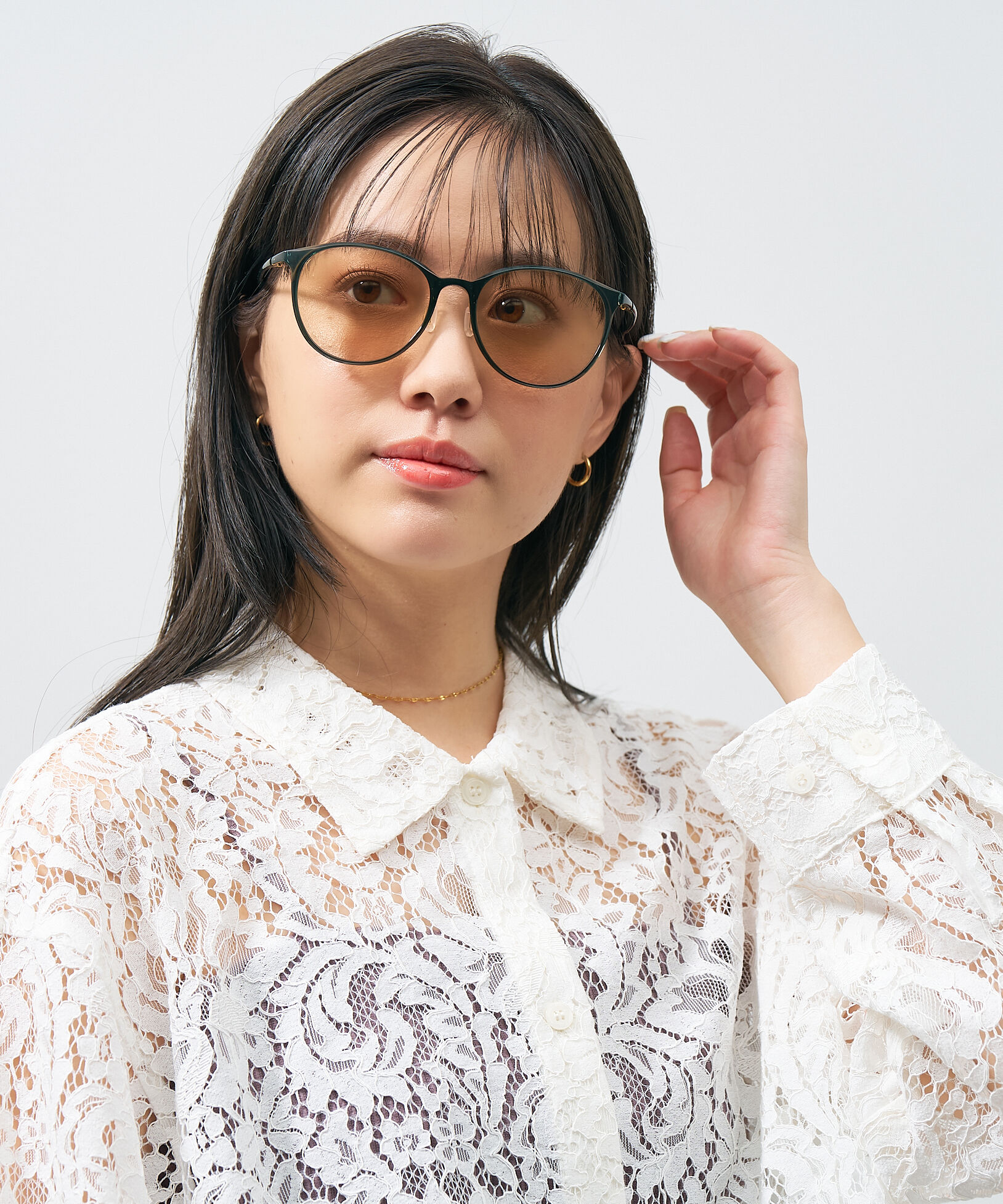  「SUNCUTGlasses/UV100%CUT ボストン型  軽量 ズレ落ち防止 サングラス｜Zoff SMART Skinny」|サングラス|オリーブ1