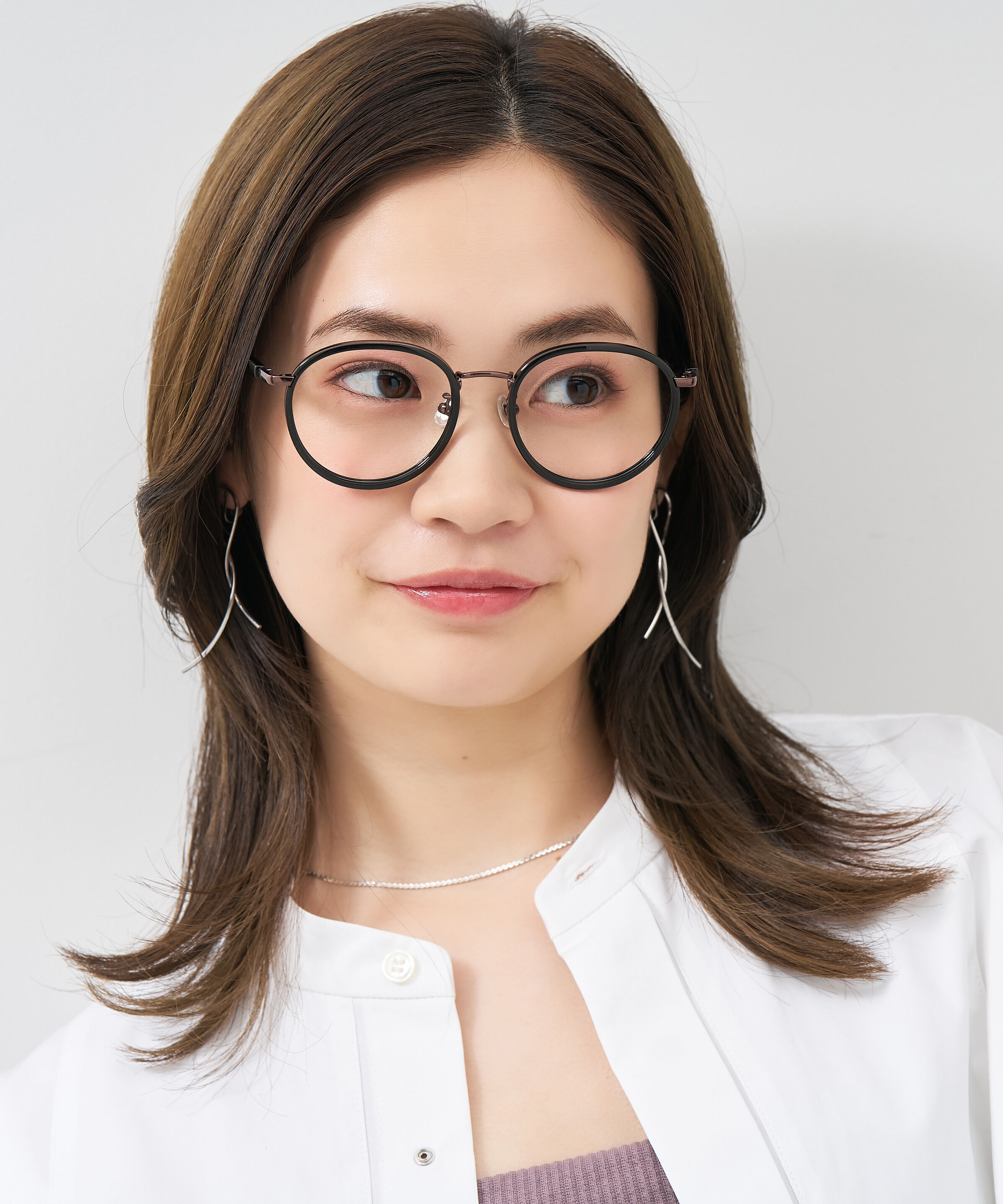  「[中顔面短縮みえメガネ]ボストン型 メガネ｜大きめサイズ 小顔効果 メタルフレーム レンズ交換券付」|メガネ|