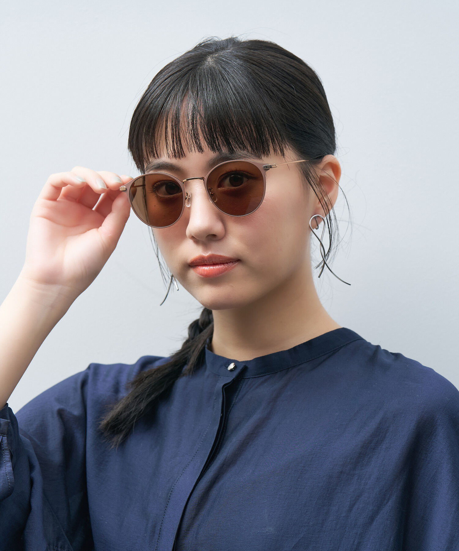  「Zoff | UNITED ARROWS ボストン型 サングラス メタル チタン 軽量 UVカット ユナイテッドアローズ」|サングラス|ピンク